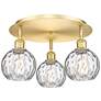 Athens Water Glass 17 1/2"W Satin Gold 3-Light Ceiling Light