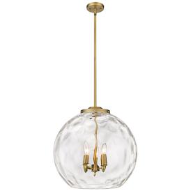 Athens Water Glass 17 3/4"W Brushed Brass 3-Light Pendant Athens Water Glass 17 3/4"W Brushed Brass 3-Light Pendant