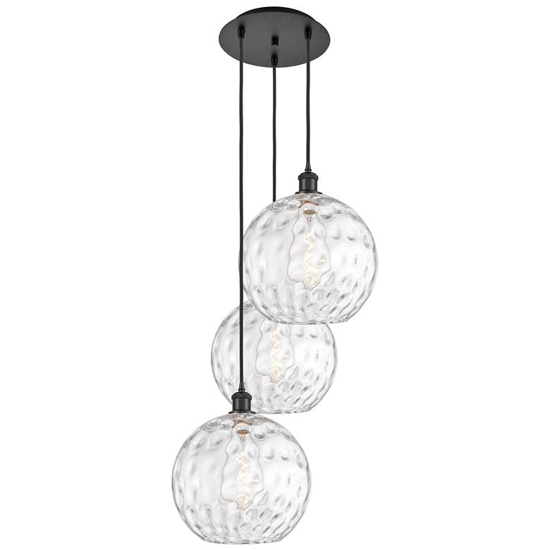Image 1 Athens Water Glass 18 3/4" Wide Matte Black 3-Light Pendant