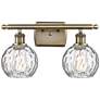 Athens Water Glass 2 Light 16" Bath Light - Antique Brass - Clear Shad