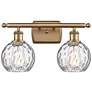 Athens Water Glass 2 Light 16" Bath Light - Brushed Brass - Clear Shad