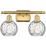 Athens Water Glass 2 Light 16" Bath Light - Satin Gold - Clear Shade