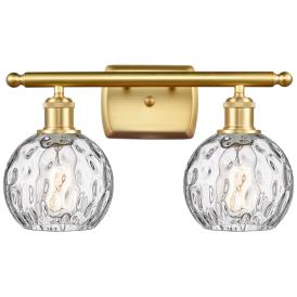 Athens Water Glass 2 Light 16" Bath Light - Satin Gold - Clear Shade Athens Water Glass 2 Light 16" Bath Light - Satin Gold - Clear Shade