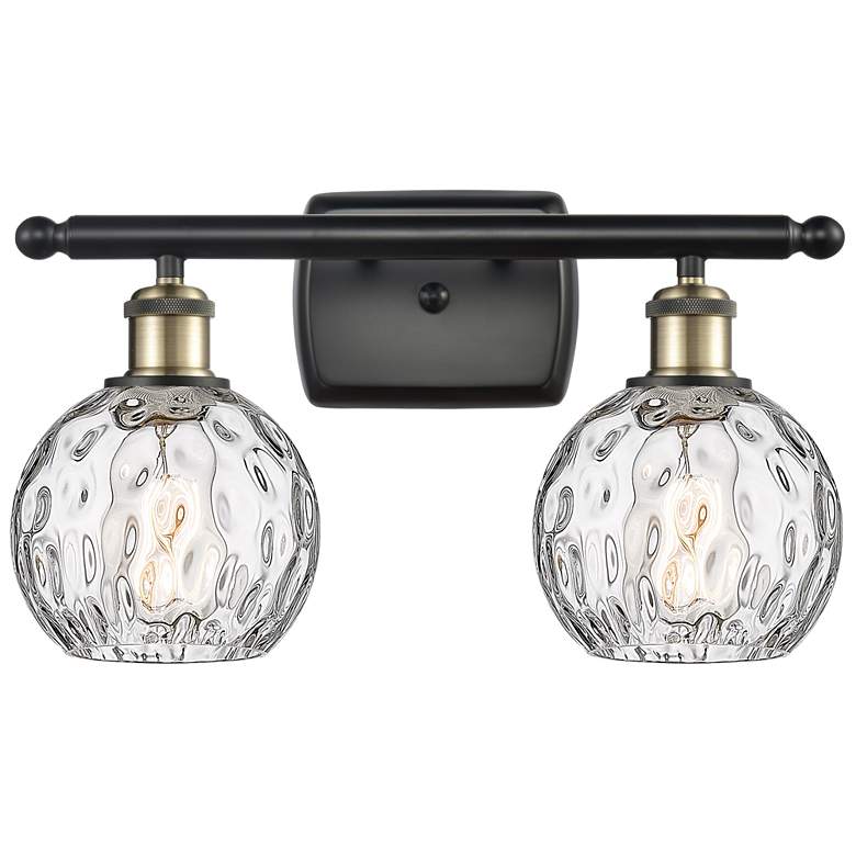 Image 1 Athens Water Glass 2 Light 16" LED Bath Light - Black Brass - Clear Sh