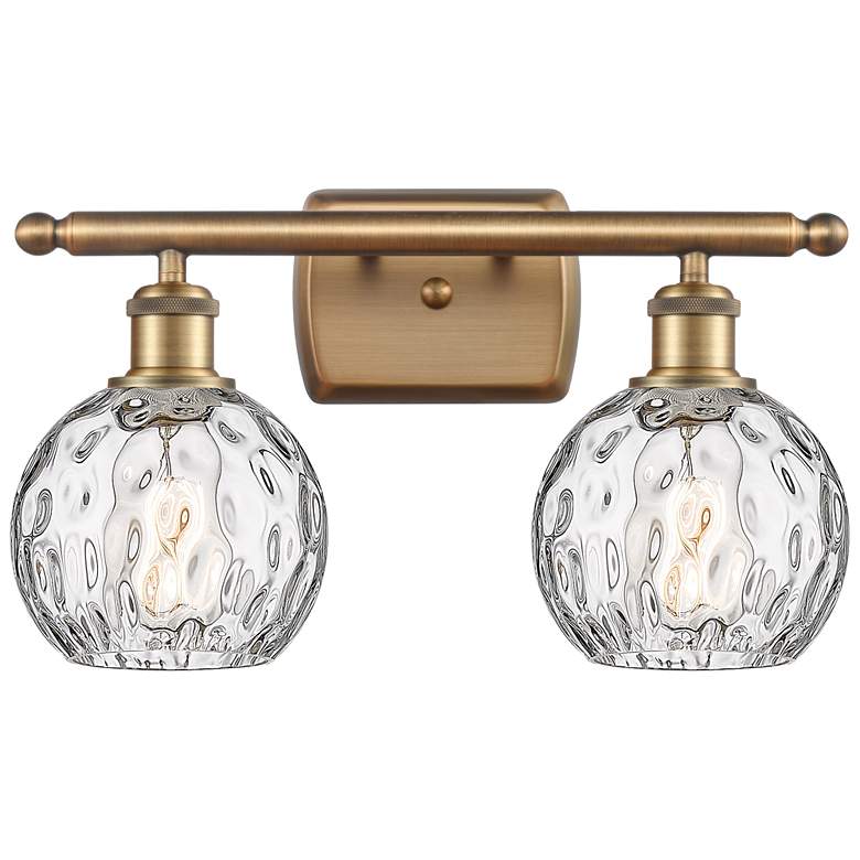Image 1 Athens Water Glass 2 Light 16" LED Bath Light - Brushed Brass - Clear