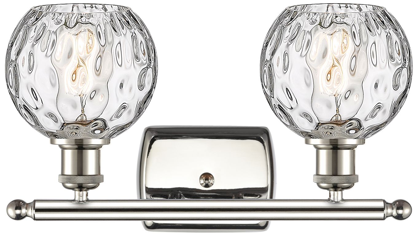 Image 2 Athens Water Glass 2 Light 16" LED Bath Light - Polished Nickel - Clea more views