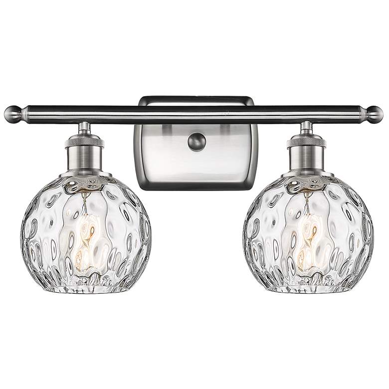 Image 1 Athens Water Glass 2 Light 16" LED Bath Light - Satin Nickel - Clear