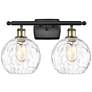 Athens Water Glass 2 Light 18" Bath Light - Black Brass - Clear Shade