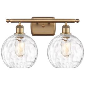 Athens Water Glass 2 Light 18" Bath Light - Brushed Brass - Clear Shad Athens Water Glass 2 Light 18" Bath Light - Brushed Brass - Clear Shad