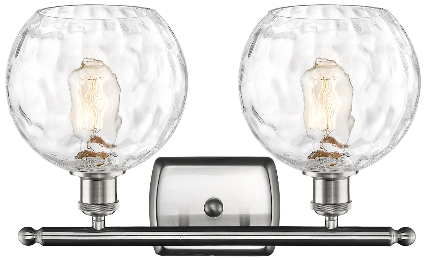 Image 2 Athens Water Glass 2 Light 18" Bath Light - Brushed Satin Nickel - Cle more views