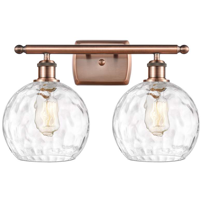 Image 1 Athens Water Glass 2 Light 18" Bath Light - Copper - Clear Shade