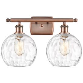 Athens Water Glass 2 Light 18" Bath Light - Copper - Clear Shade Athens Water Glass 2 Light 18" Bath Light - Copper - Clear Shade