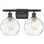 Athens Water Glass 2 Light 18" Bath Light - Matte Black - Clear Shade