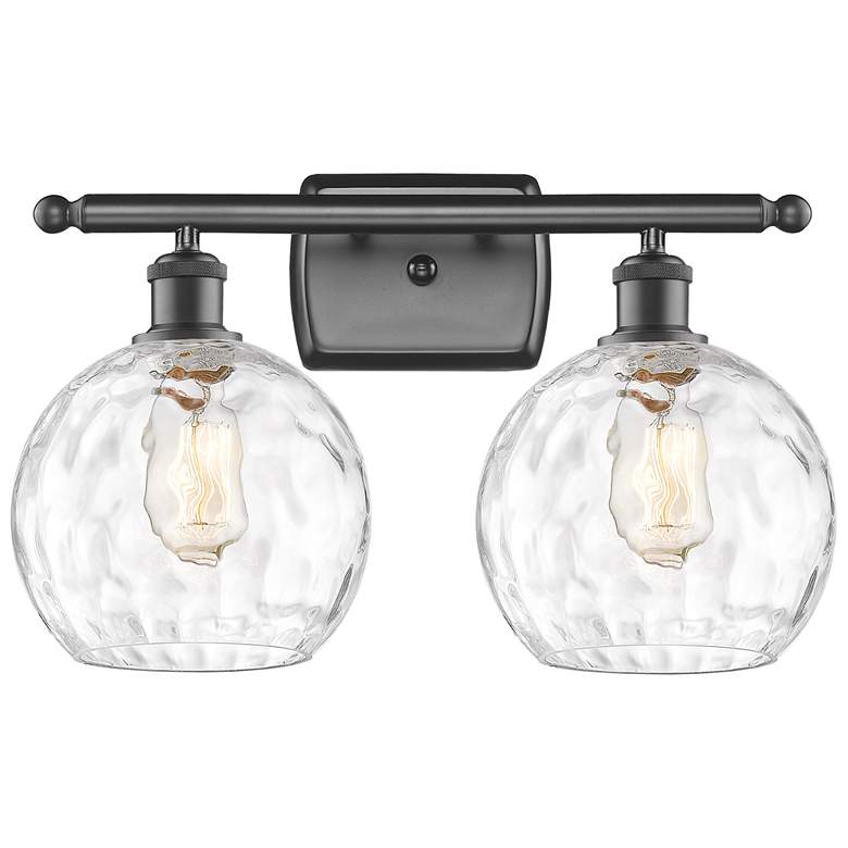 Image 1 Athens Water Glass 2 Light 18" Bath Light - Oil Rubbed Bronze - Clear