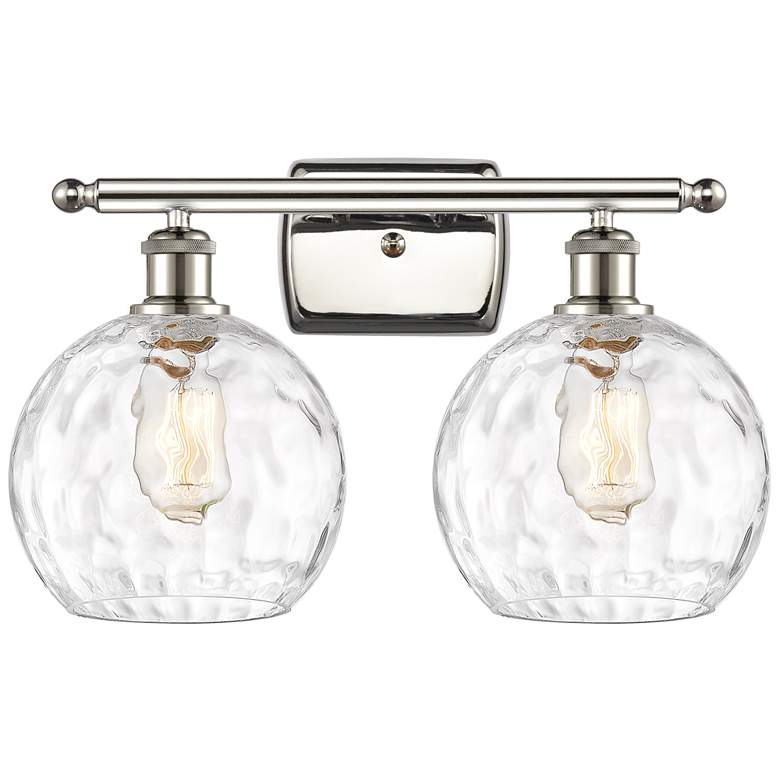 Image 1 Athens Water Glass 2 Light 18 inch Bath Light - Polished Nickel - Clear Sh