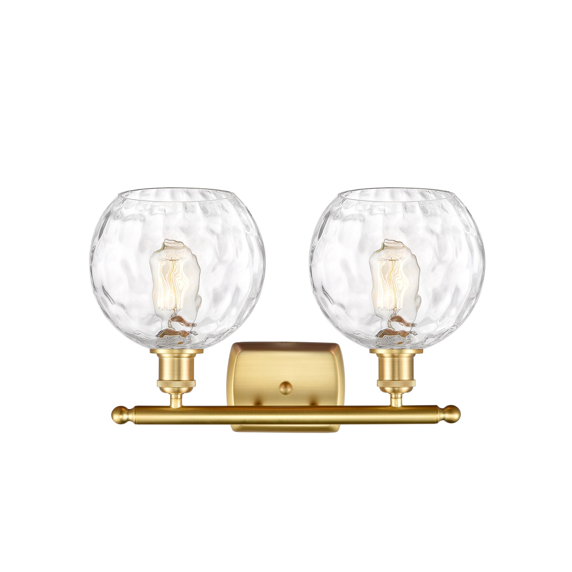 Image 2 Athens Water Glass 2 Light 18" Bath Light - Satin Gold - Clear Shade more views