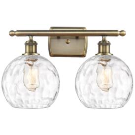 Athens Water Glass 2 Light 18" LED Bath Light - Antique Brass - Clear Athens Water Glass 2 Light 18" LED Bath Light - Antique Brass - Clear