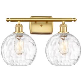 Athens Water Glass 2 Light 18" LED Bath Light - Satin Gold - Clear Sha Athens Water Glass 2 Light 18" LED Bath Light - Satin Gold - Clear Sha