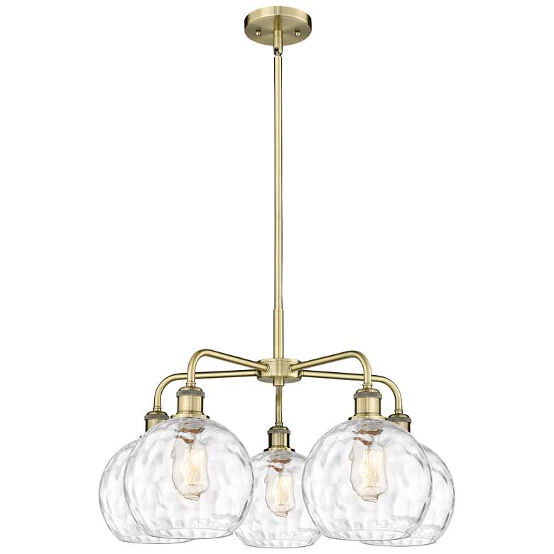 Image 1 Athens Water Glass 26" Wide Antique Brass 5-Light Chandelier