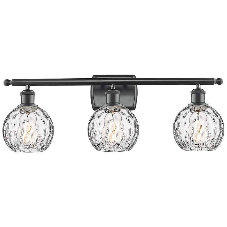 Image 1 Athens Water Glass 26" Wide Matte Black 3-Light Bath Light