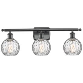 Athens Water Glass 26" Wide Matte Black 3-Light Bath Light Athens Water Glass 26" Wide Matte Black 3-Light Bath Light