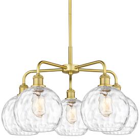 Athens Water Glass 26" Wide Satin Gold 5-Light Chandelier Athens Water Glass 26" Wide Satin Gold 5-Light Chandelier