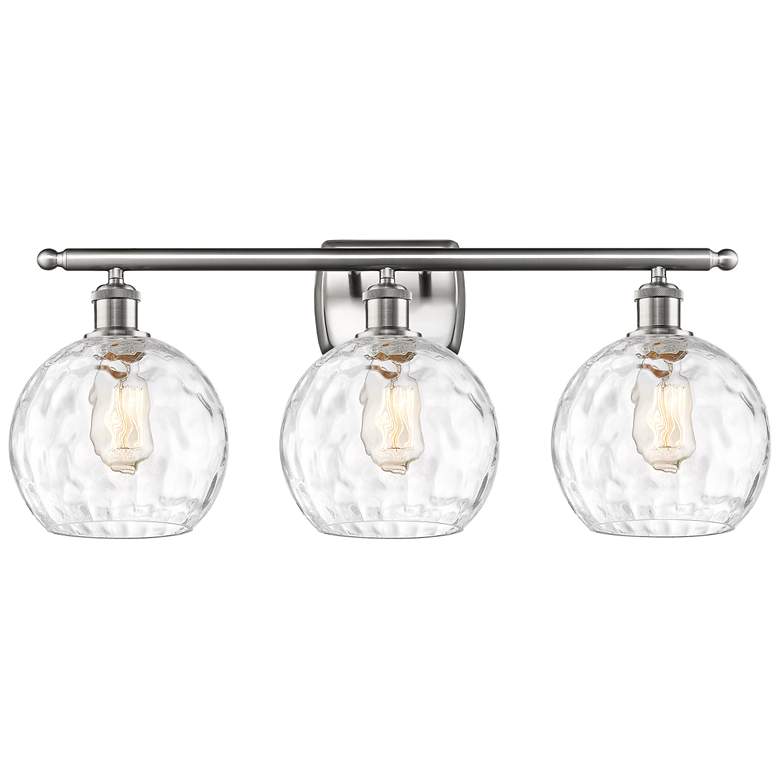 Image 1 Athens Water Glass 26" Wide Satin Nickel 3-Light Bath Light