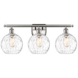 Athens Water Glass 26" Wide Satin Nickel 3-Light Bath Light Athens Water Glass 26" Wide Satin Nickel 3-Light Bath Light