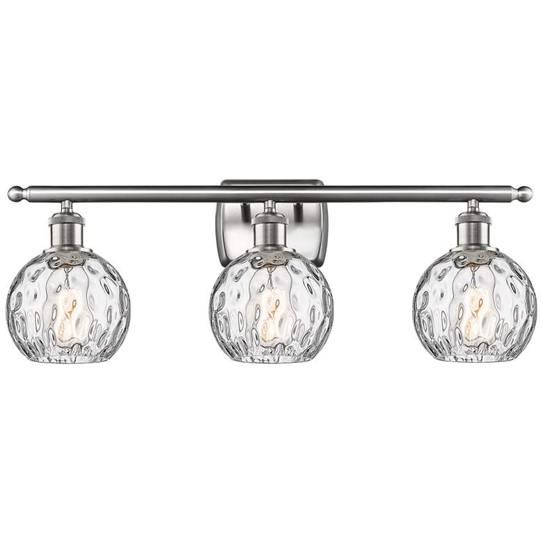 Image 1 Athens Water Glass 26" Wide Satin Nickel 3-Light Bath Light