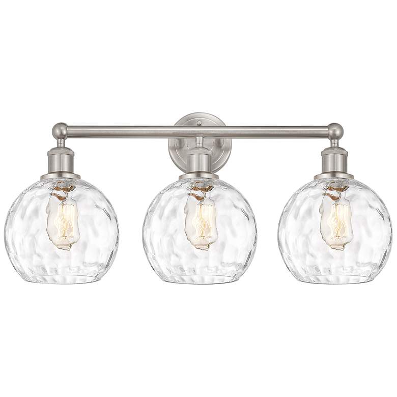 Image 1 Athens Water Glass 26" Wide Satin Nickel 3-Light Bath Light