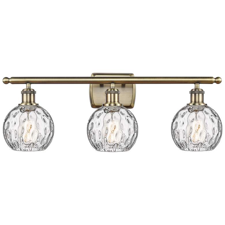 Image 1 Athens Water Glass 26"W Antique Brass 3-Light LED Bath Light