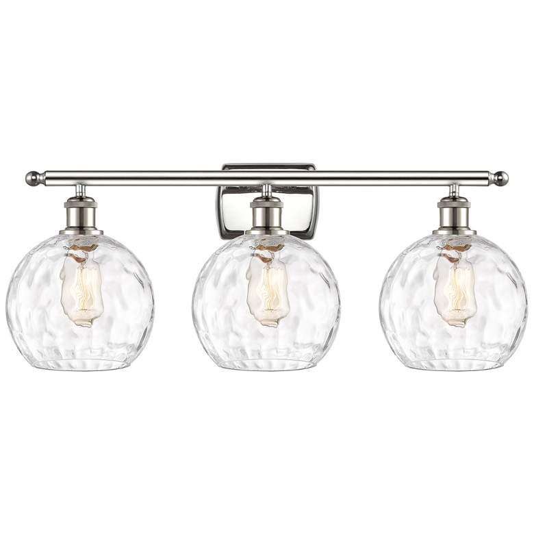 Image 1 Athens Water Glass 26"W Polished Nickel 3-Light Bath Light
