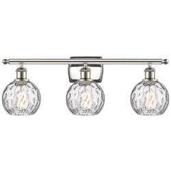 Athens Water Glass 26&quot;W Polished Nickel 3-Light Bath Light