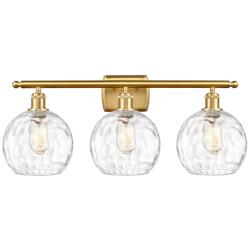 Athens Water Glass 28"W Satin Gold 3-Light Vanity Bath Light
