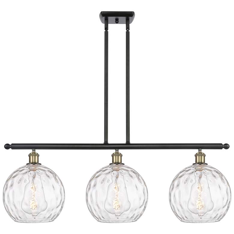 Image 1 Athens Water Glass 3 Light 37" Island Light - Black Brass - Clear
