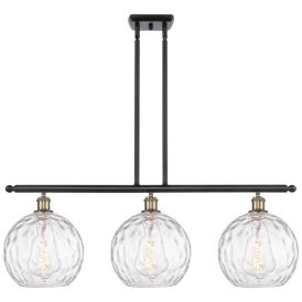 Athens Water Glass 3 Light 37" Island Light - Black Brass  - Clear Athens Water Glass 3 Light 37" Island Light - Black Brass  - Clear