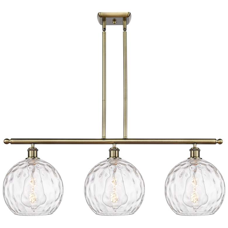 Image 1 Athens Water Glass 3 Light 37" Island Light - Brass - Clear Water Gla
