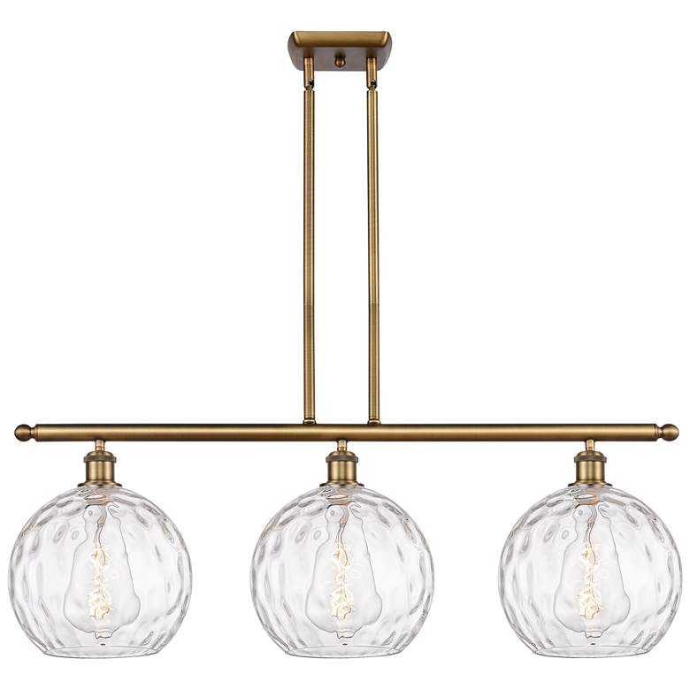 Image 1 Athens Water Glass 3 Light 37 inch Island Light - Brushed Brass  - Clear