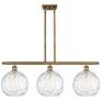 Athens Water Glass 3 Light 37" Island Light - Brushed Brass  - Clear