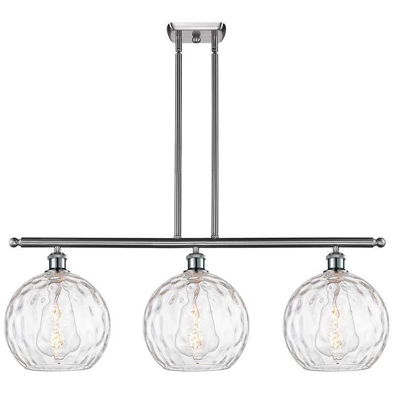 Image 1 Athens Water Glass 3 Light 37" Island Light - Brushed Satin Nickel -