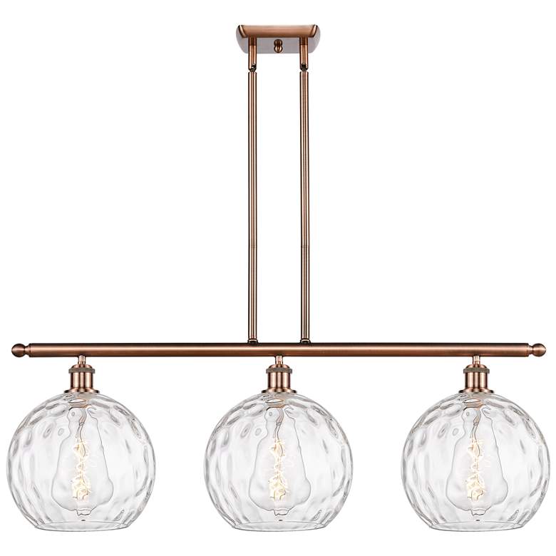 Image 1 Athens Water Glass 3 Light 37" Island Light - Copper  - Clear Water Gl