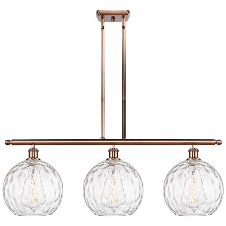 Image 1 Athens Water Glass 3 Light 37" Island Light - Copper - Clear Water Gl