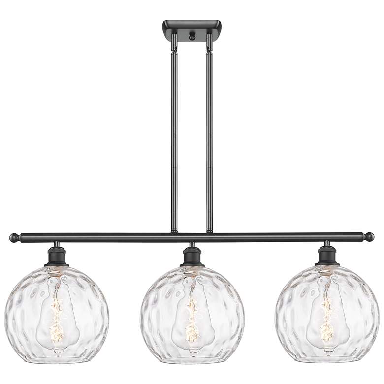 Image 1 Athens Water Glass 3 Light 37" Island Light - Matte Black - Clear