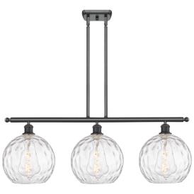 Athens Water Glass 3 Light 37" Island Light - Matte Black  - Clear Athens Water Glass 3 Light 37" Island Light - Matte Black  - Clear