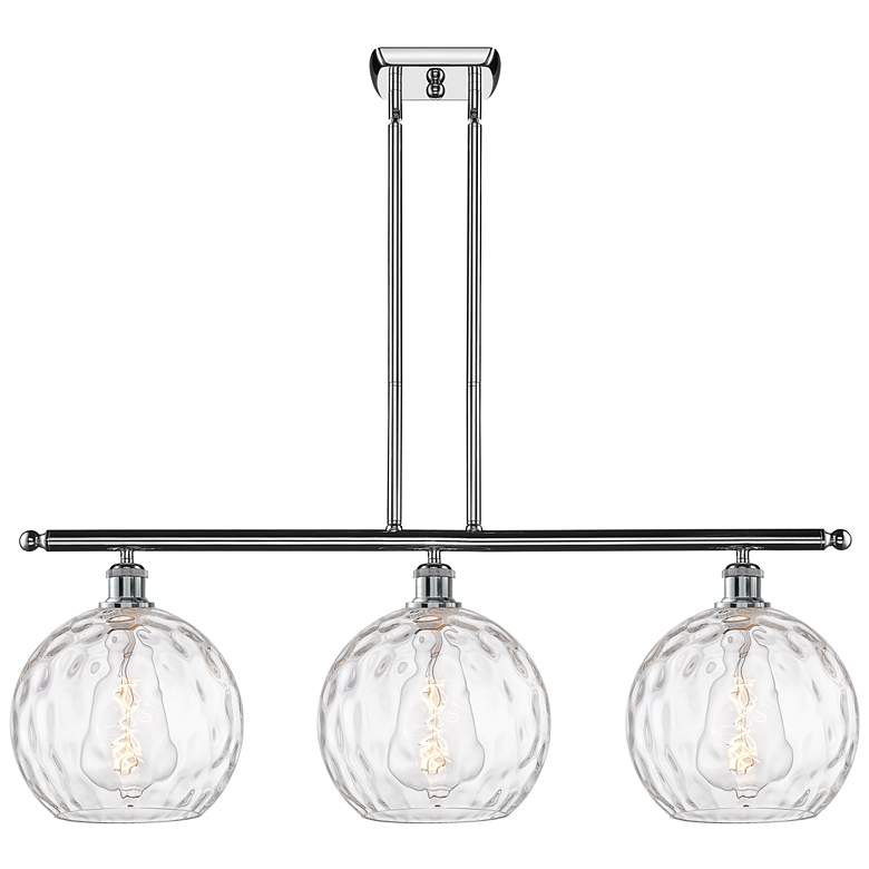 Image 1 Athens Water Glass 3 Light 37" Island Light - Polished Chrome - Clear