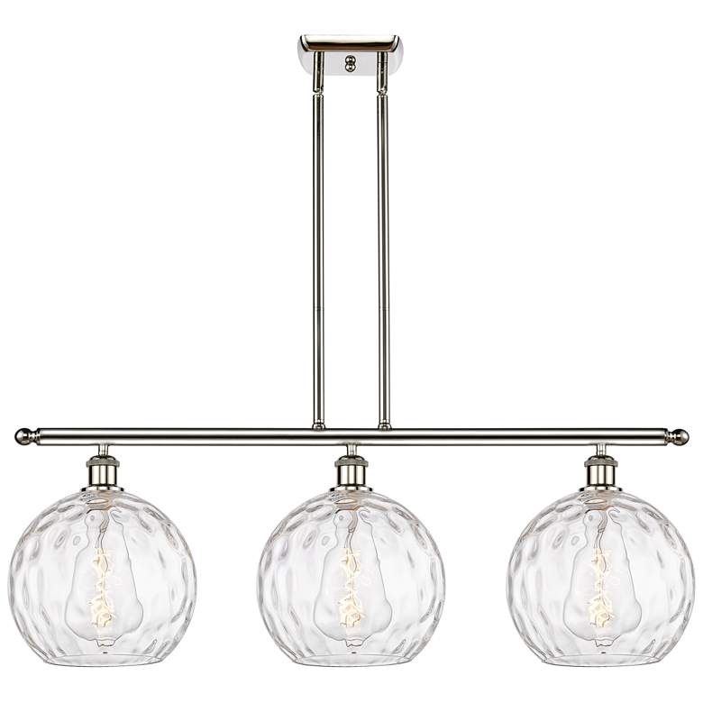 Image 1 Athens Water Glass 3 Light 37" Island Light - Polished Nickel - Clear