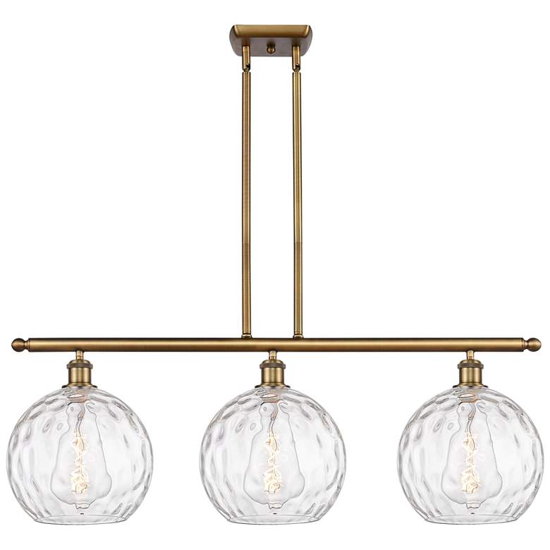 Image 1 Athens Water Glass 3 Light 37" LED Island Light - Brushed Brass - Cle