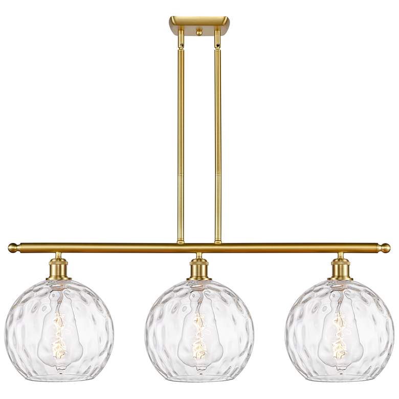 Image 1 Athens Water Glass 3 Light 37" LED Island Light - Satin Gold  - Clear