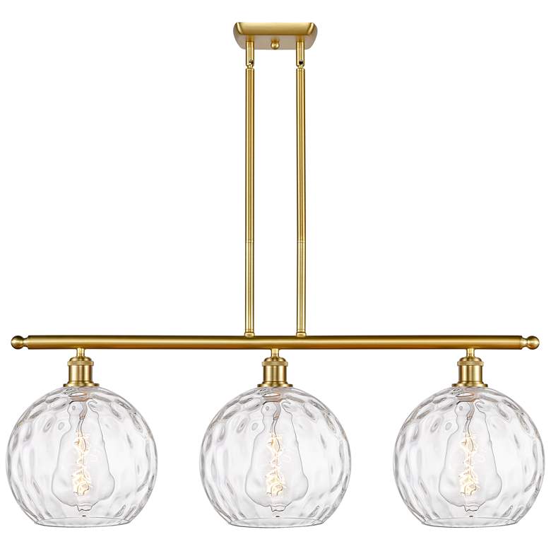 Image 1 Athens Water Glass 3 Light 37" LED Island Light - Satin Gold - Clear