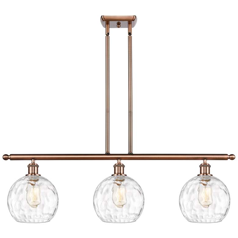 Image 1 Athens Water Glass 36" Wide Antique Copper 3-Light Pendant